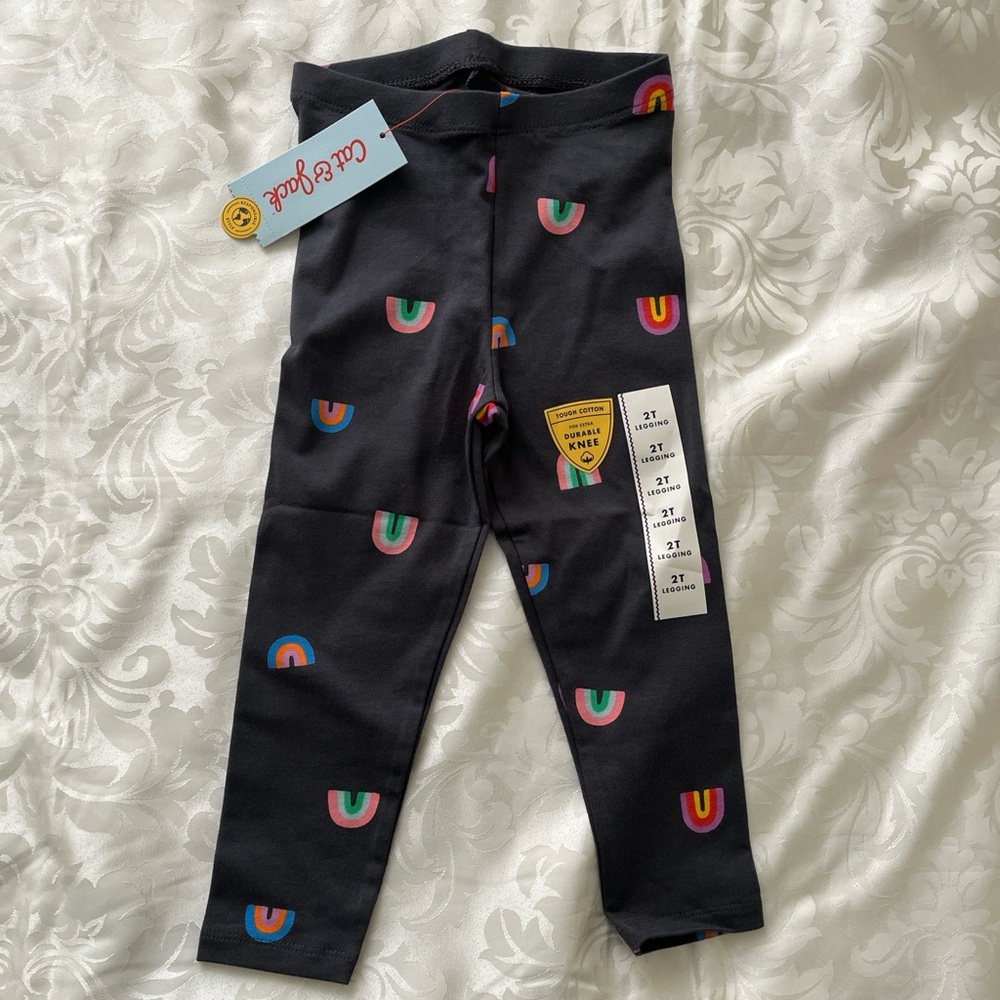 Cat & Jack Black Leggings with Rainbow Accents